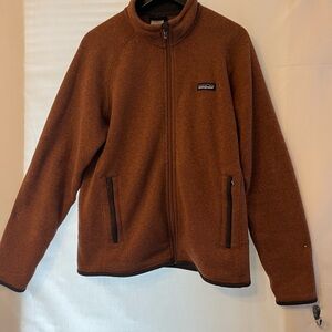 Patagonia Men's Chest-Logo Zip-Up Jacket in Rust Brown